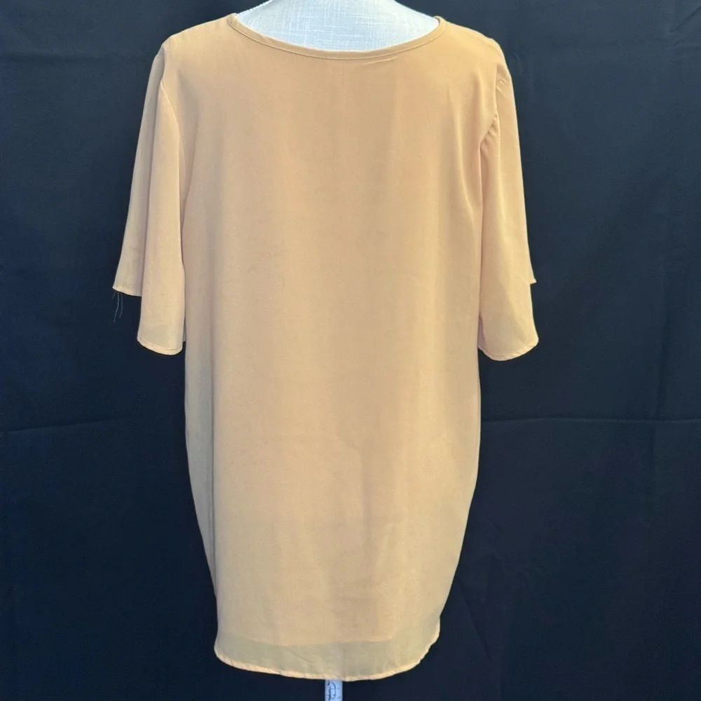 Zenana Outfitters Chiffon Dusty Yellow Tie-Front Blouse